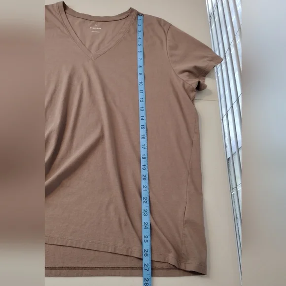 Everlane Men's Brown Organic Cotton Casual V-Neck Short Sleeve Shirt Size XXL - Picture 10 of 12